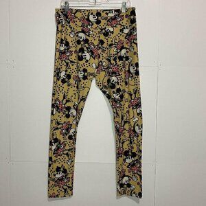 LuLaRoe Tall Curvy Mustard Yellow Disney Leggings Minnie Mouse